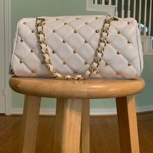 WHITE QUILTED GENUINE LEATHER BAG